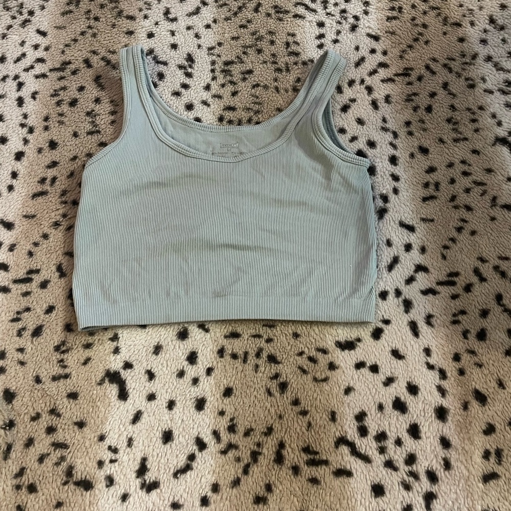SHEIN Green Sleeveless Fitted Crop Tank Top